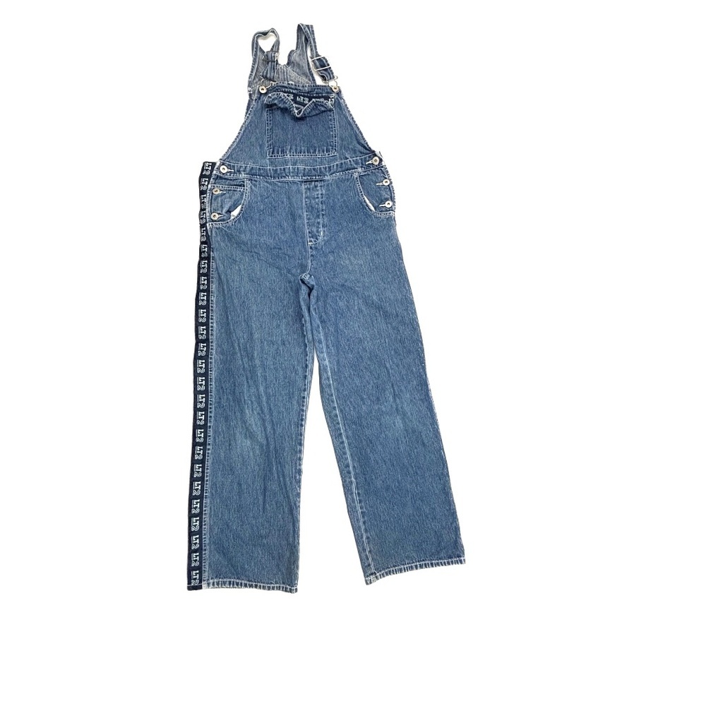 Limited Too Side Stripe Overalls Women's size 3 Dark Wash Blue Denim jeans